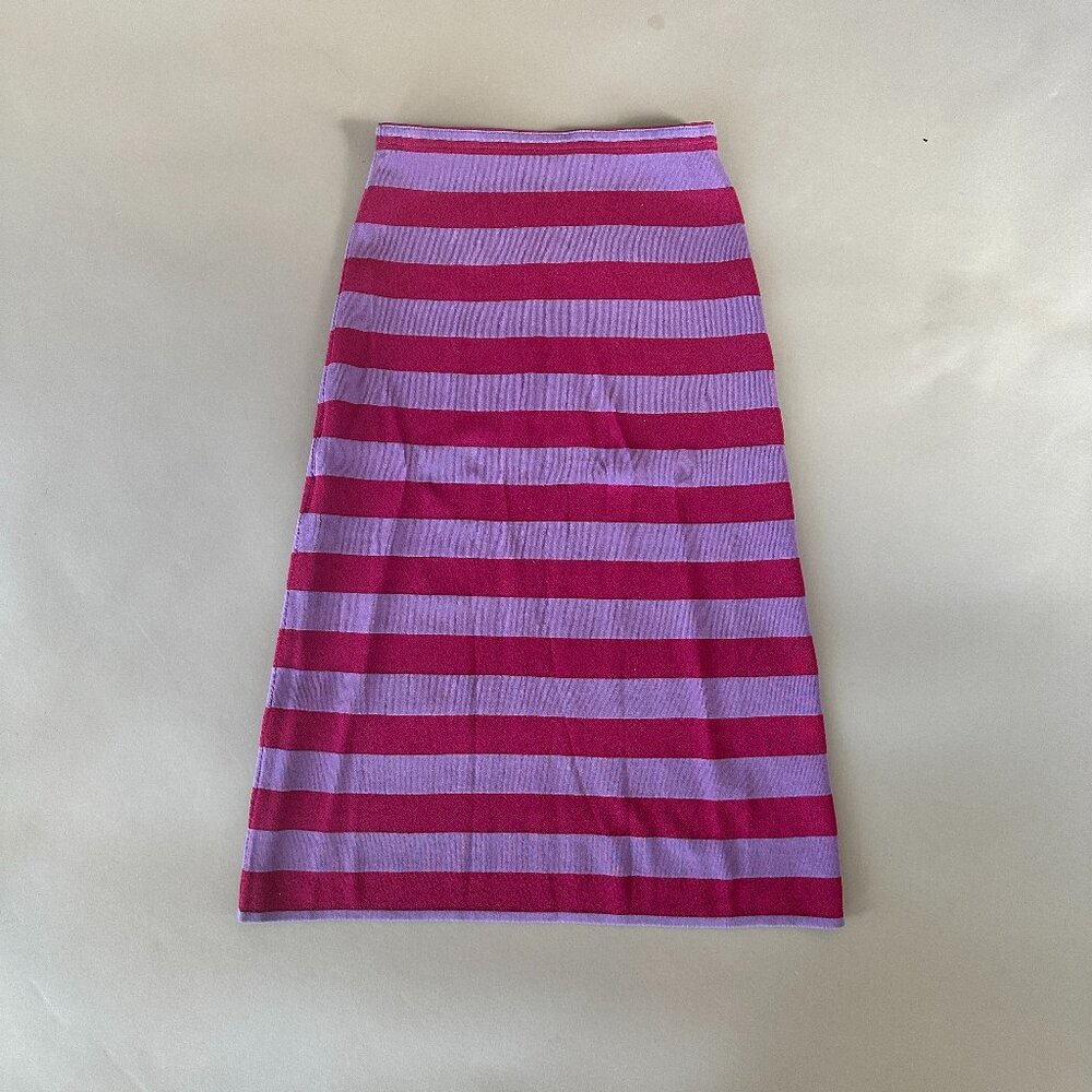 Baum und Pferdgarten Charlotta Purple & Metallic Magenta Stripe Midi Skirt sz Sm - Picture 5 of 5
